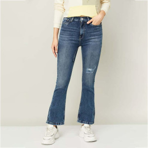 Women Solid Bootcut Dark Jeans