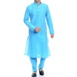 Men's Cream Cotton Silk Blend Kurta and Pyjama Set