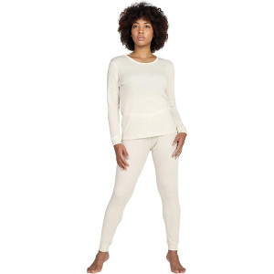 Womens 100% Merino Wool Base Layer Set, Light/Mid Weight, Activewear Thermal Underwear Top & Bottom L58&L91