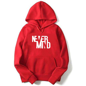 Unisex-Adult Cotton Hooded Neck Never Mind Printed Hoodie