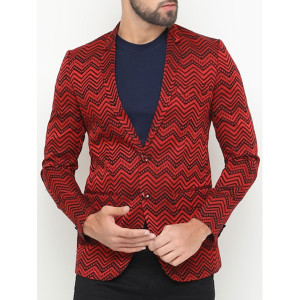 Red Cotton Casual Blazer