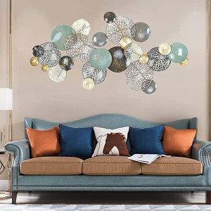 3D Metal Wall Art Décor, Retro Old Craft, Abstract Openwork Lotus Leaf Wall Sculptures Hanging for Home Decorations